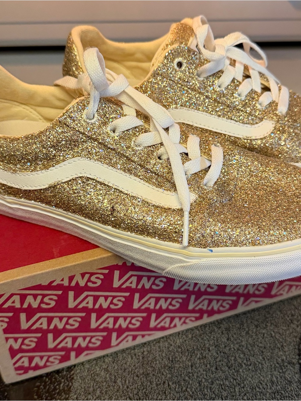 Women’s Vans Gold Glitter Vans Old Skool deluxe comfort Ortholite - Picture 4 of 7